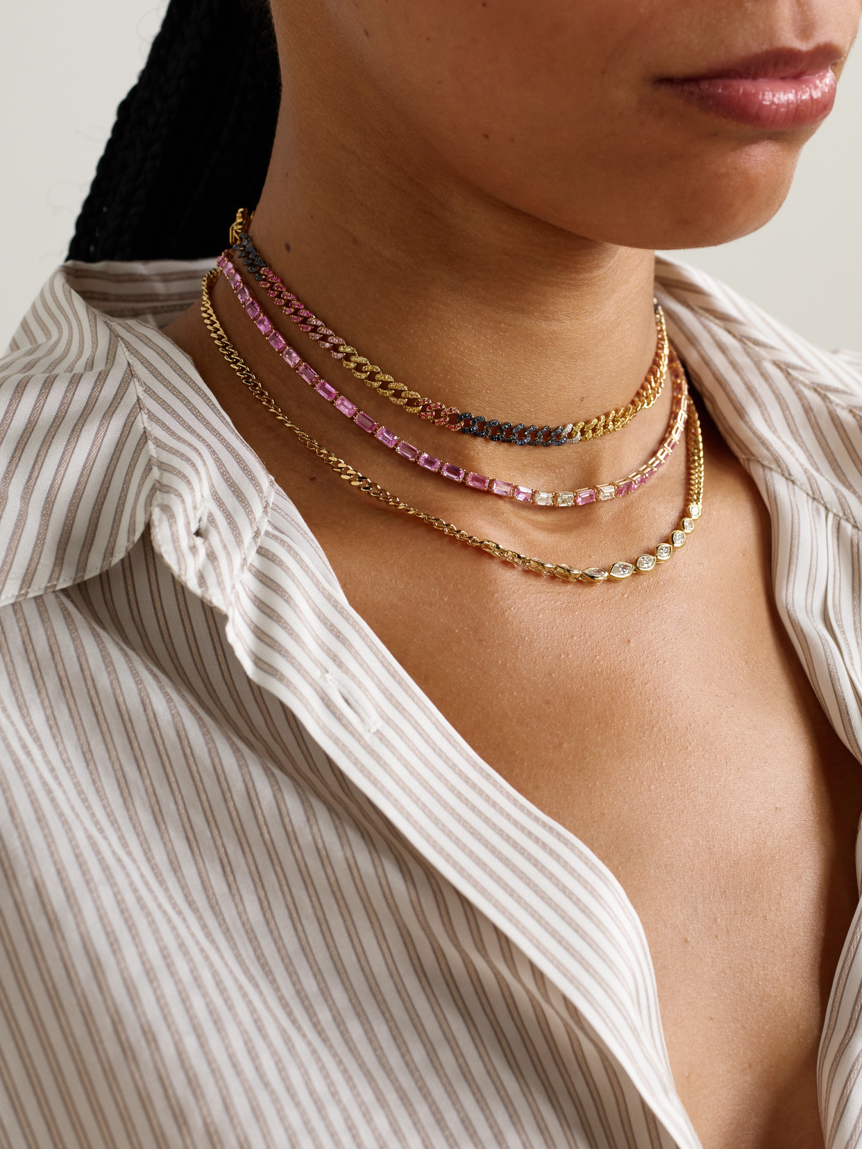 Shay 18-karat Rose Gold Sapphire And Diamond Tennis Necklace In Pink