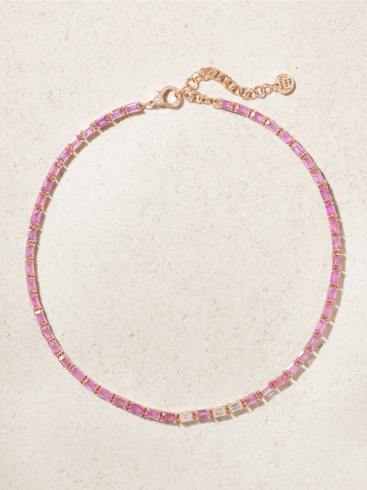 Shay 18-karat Rose Gold Sapphire And Diamond Tennis Necklace In Pink