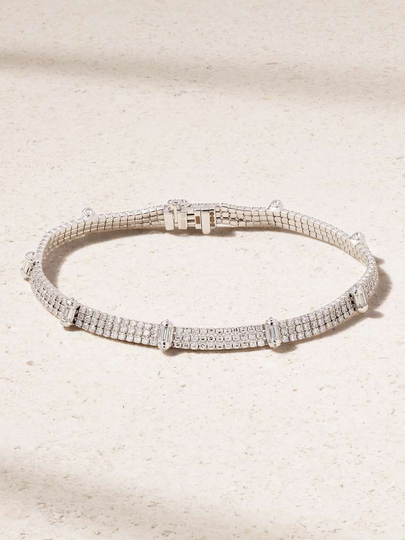SHAY Triple Thread Ripple 18-karat White Gold Diamond Bracelet