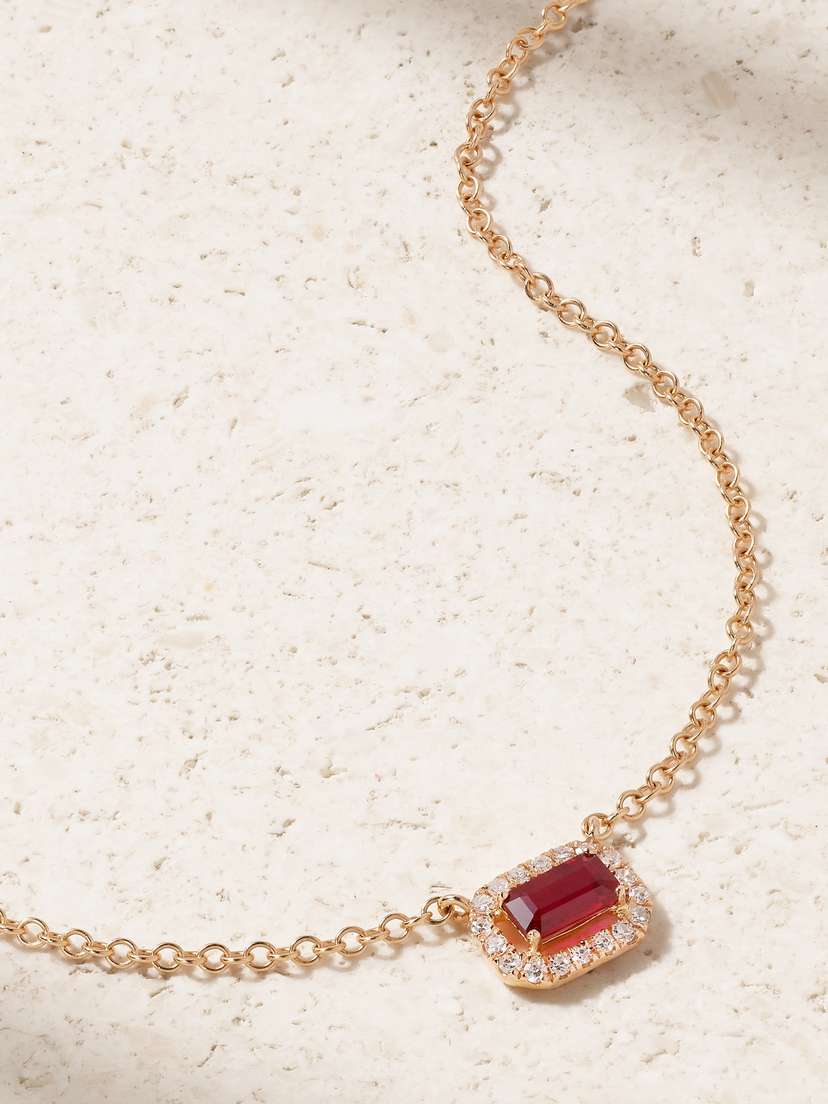 SHAY 18-karat Rose Gold, Ruby And Diamond Necklace