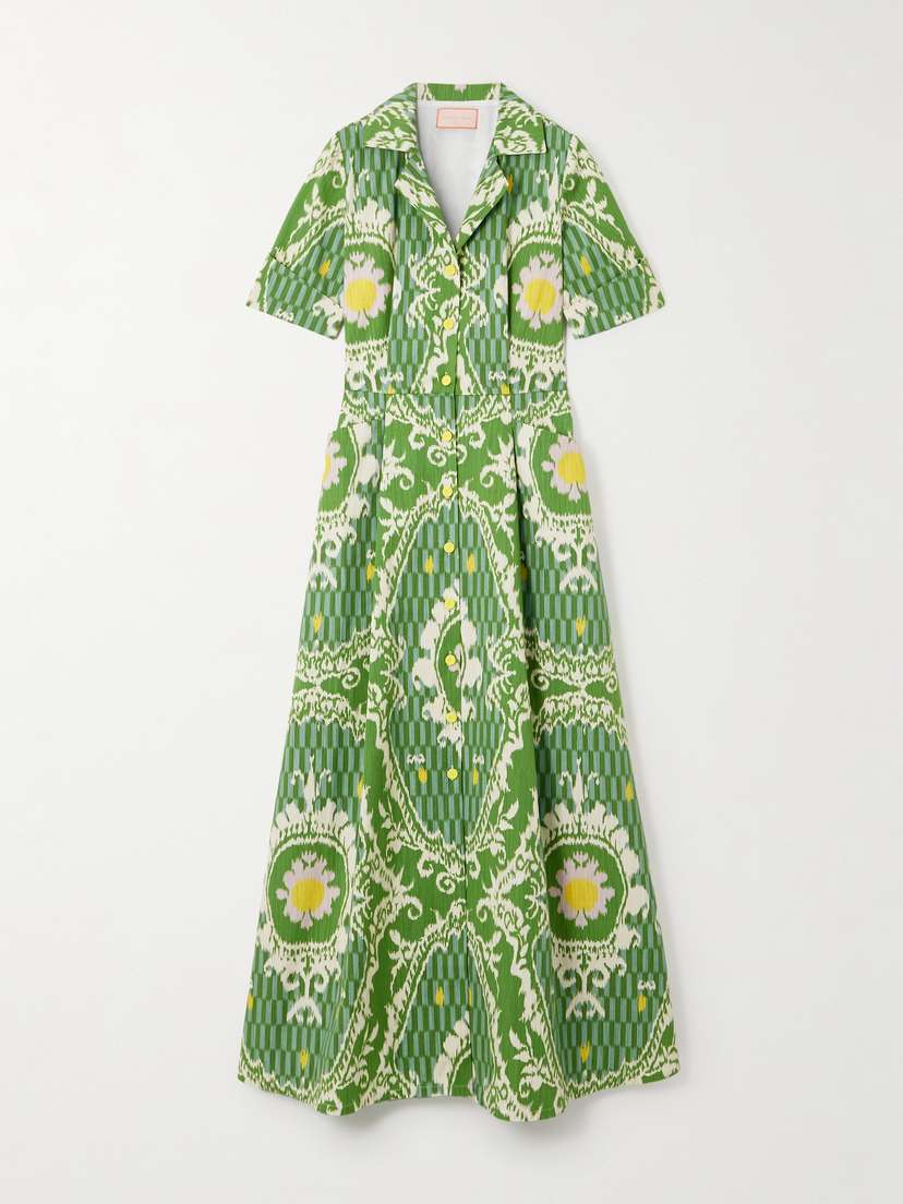Marta Ferri Maria Printed Organic Cotton Maxi Shirt Dress