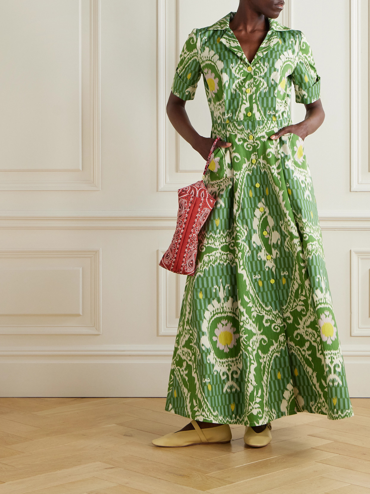 Marta Ferri Maria Printed Organic Cotton Maxi Shirt Dress
