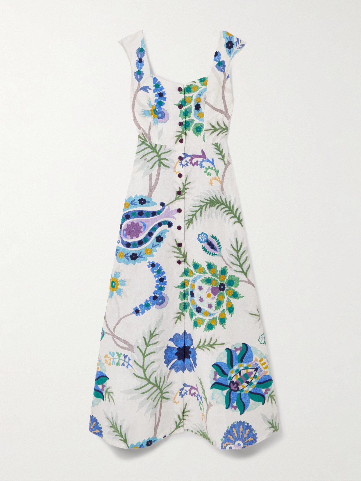 Marta Ferri Farfalle Embroidered Printed Woven Maxi Dress