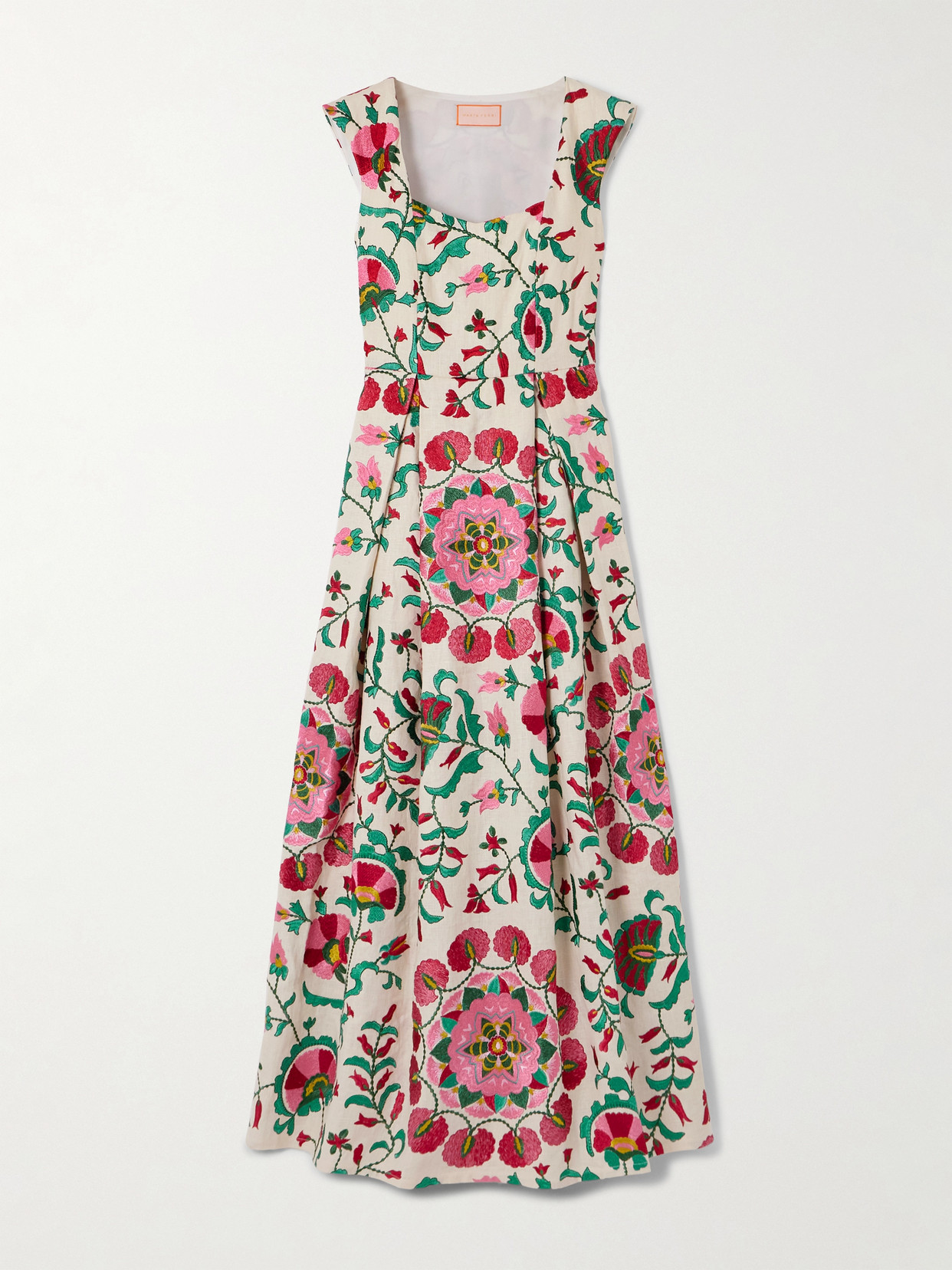 Marta Ferri Guenda Embroidered Linen-blend Maxi Dress