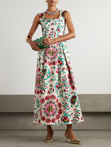 MARTA FERRI Guenda embroidered linen-blend maxi dress