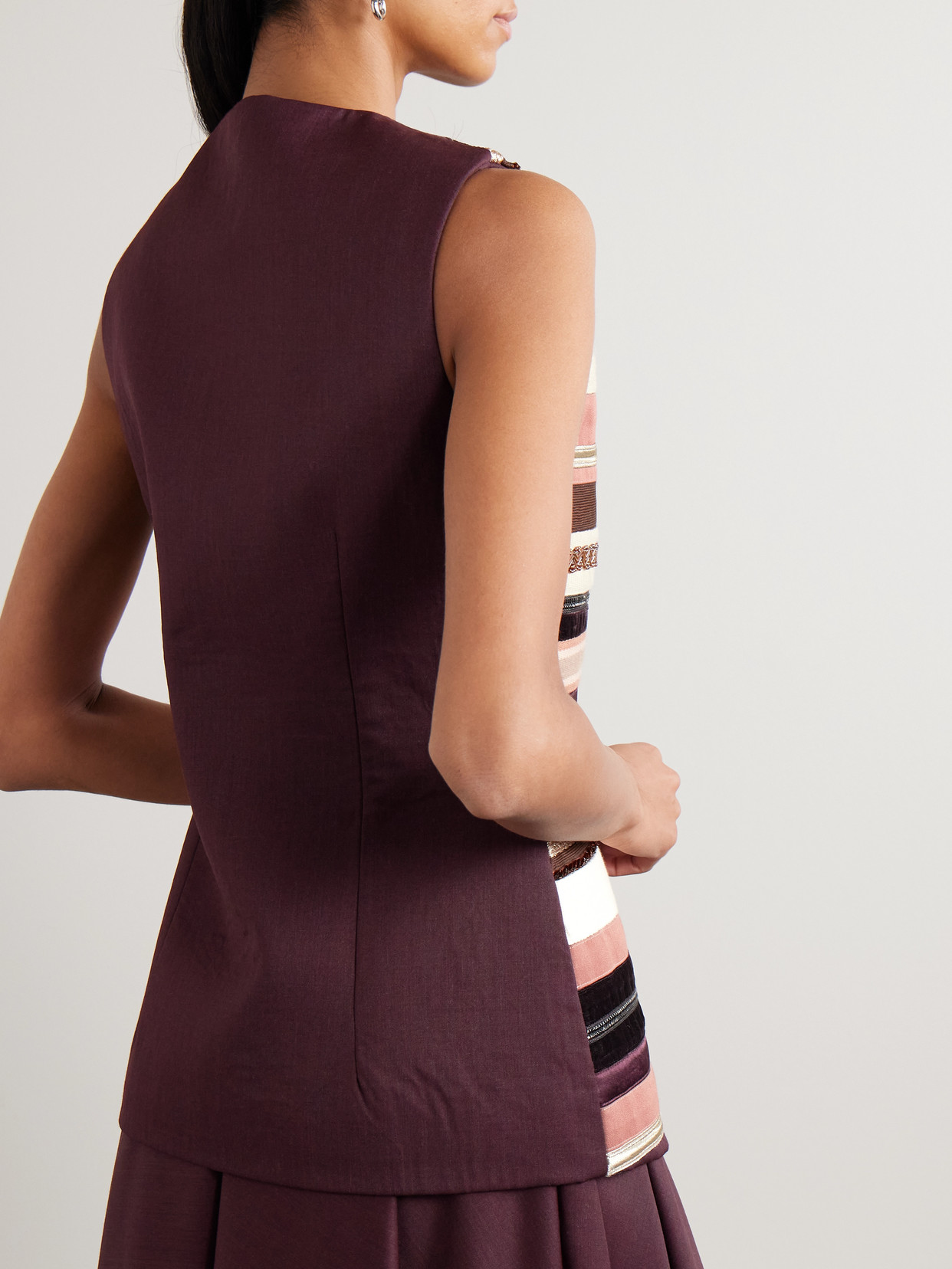 Abadia Sadu Bead-embellished Striped Wool-blend Vest In Multi