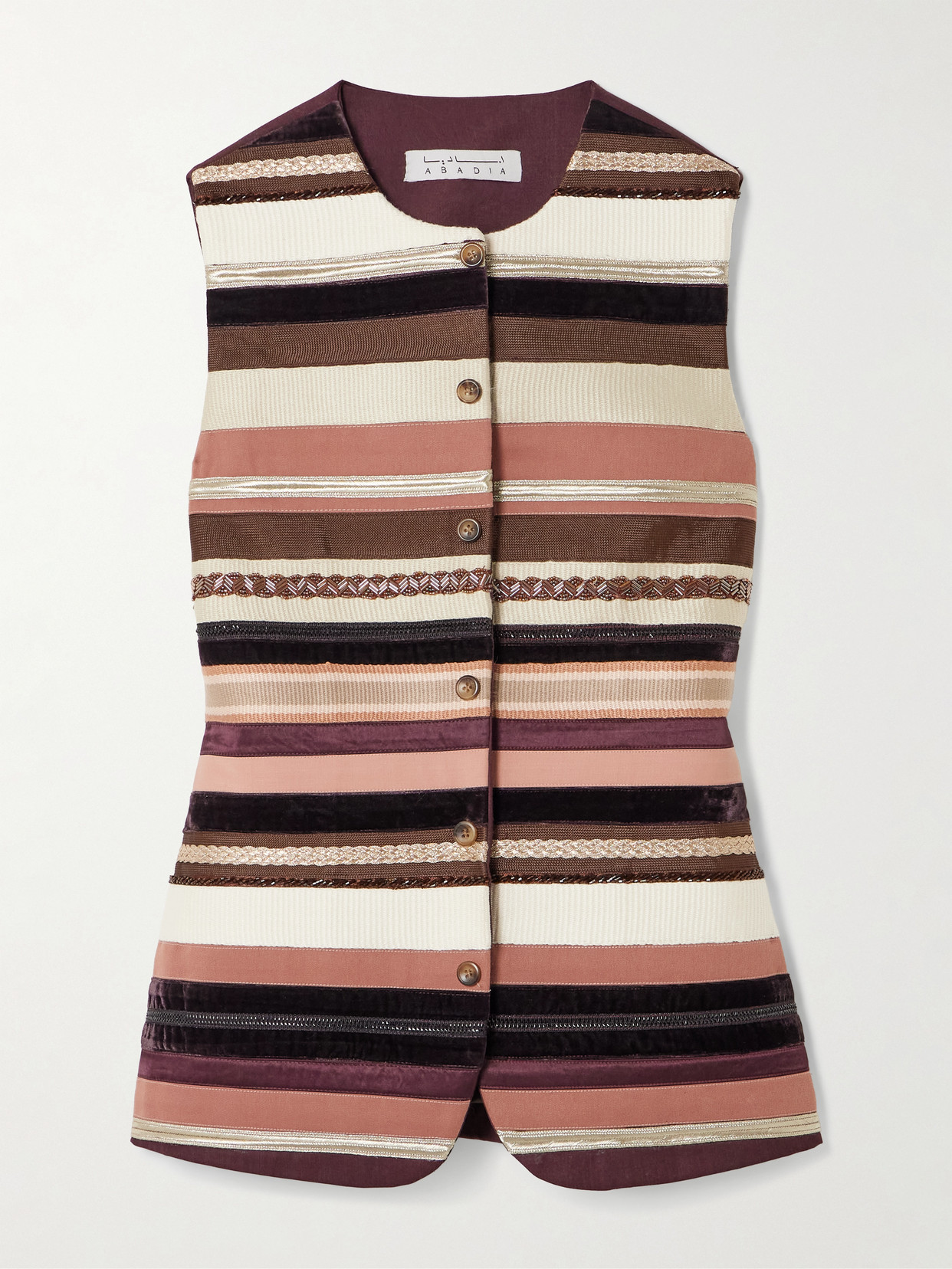 Abadia Sadu Bead-embellished Striped Wool-blend Vest In Multi