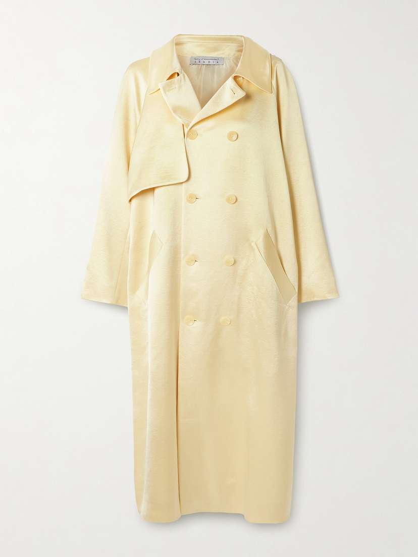 Abadia Double-breasted Satin-twill Trench Coat
