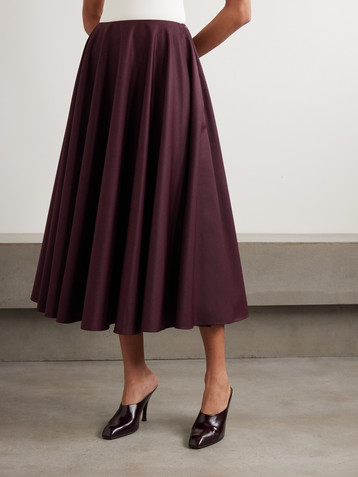 Abadia Gathered wool-blend twill maxi skirt