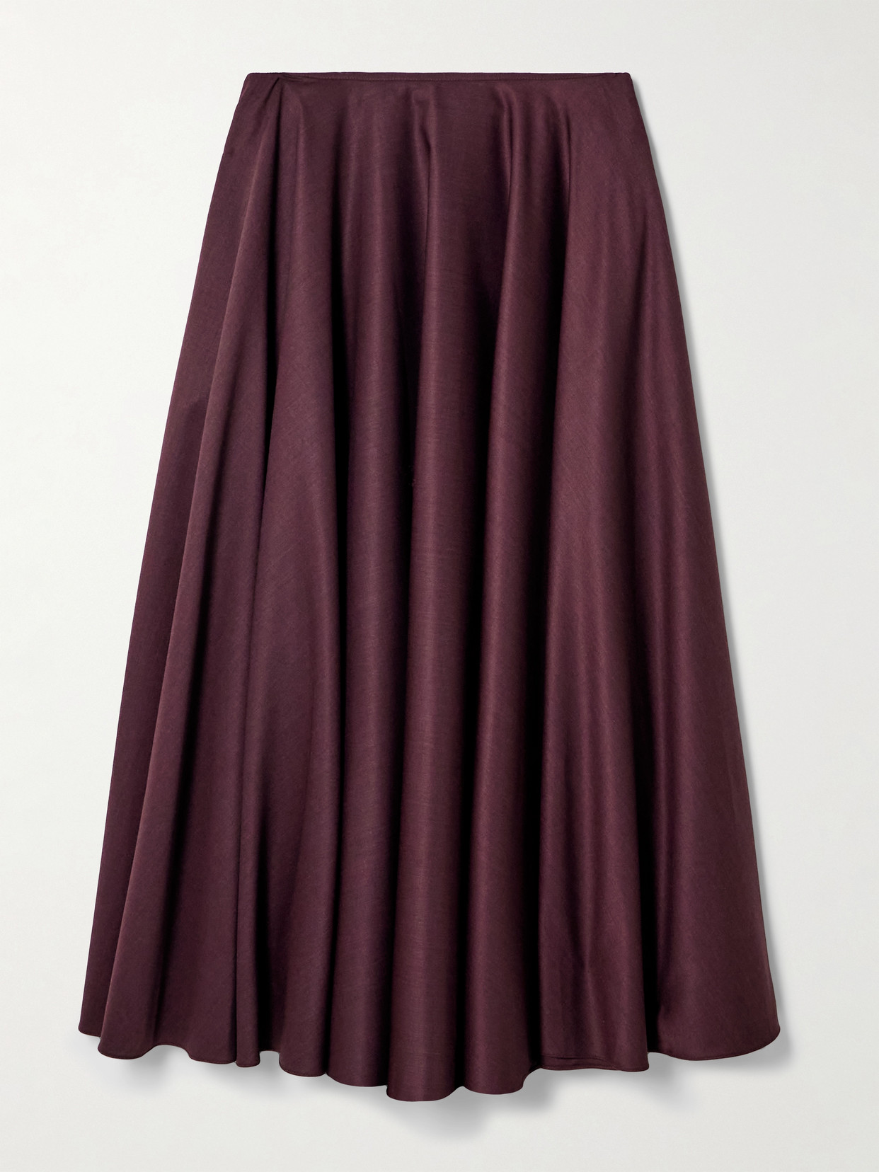 Abadia Gathered Wool-blend Twill Maxi Skirt In Burgundy