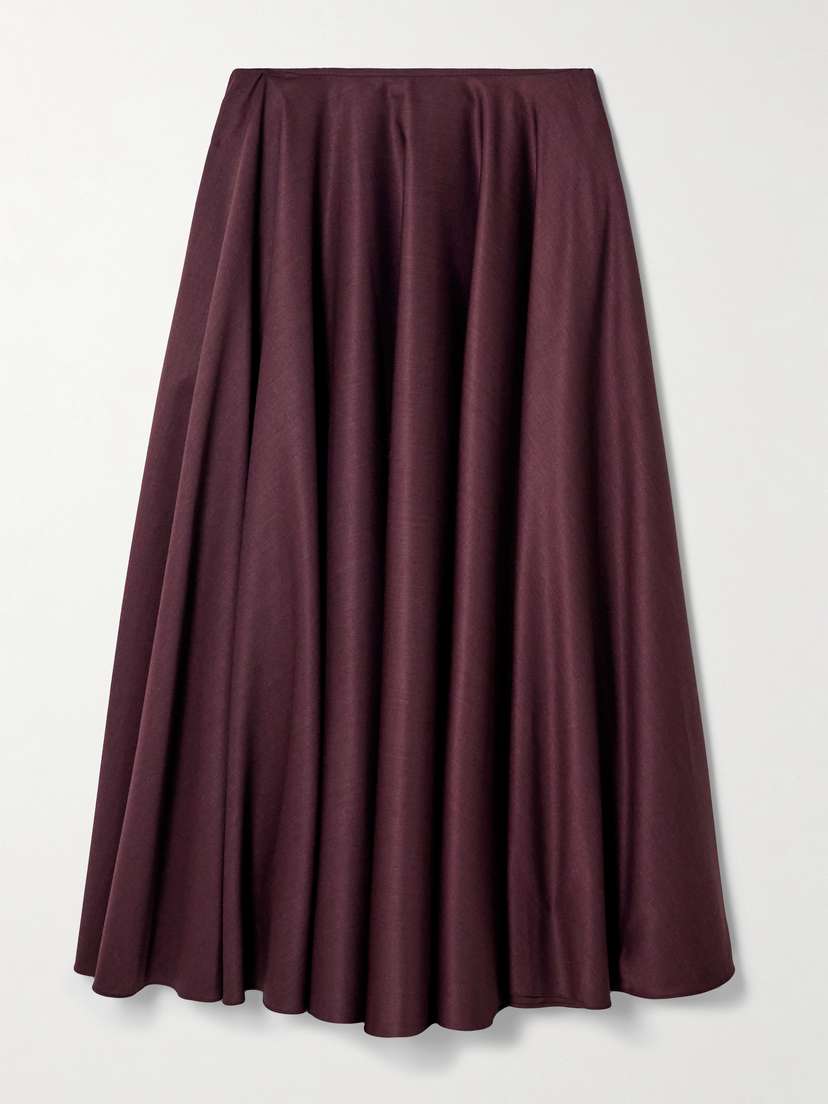 Abadia Gathered Wool-blend Twill Maxi Skirt