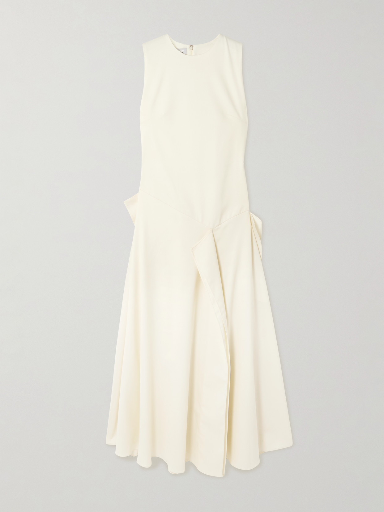 Abadia Yara Layered Grain De Poudre Wool-blend Midi Dress In White
