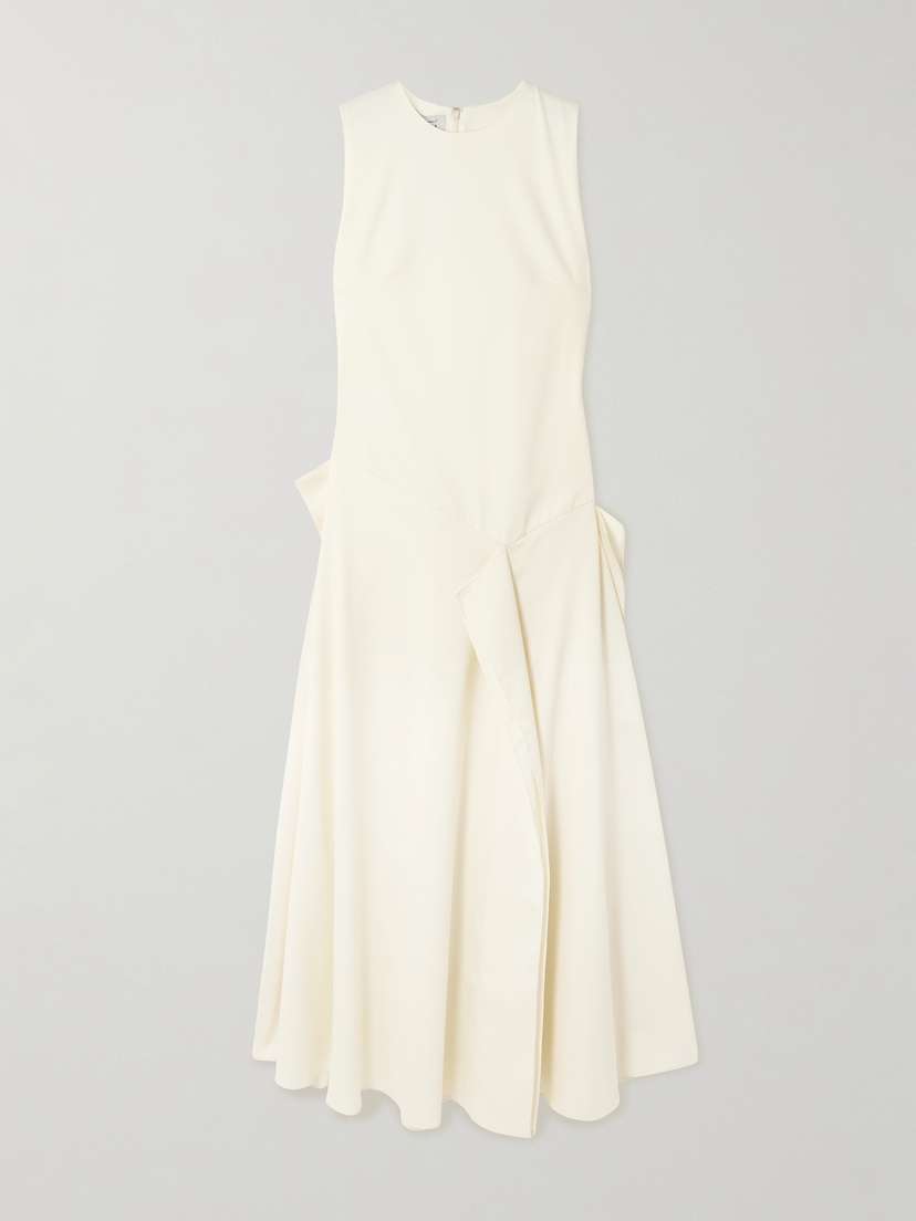 Abadia Yara Layered Grain De Poudre Wool-blend Midi Dress