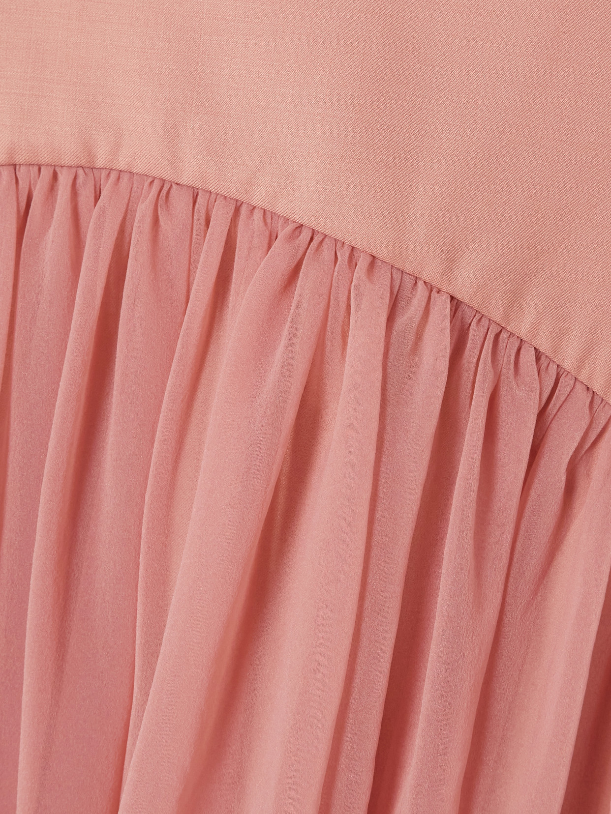 Paneled Gathered Twill And Chiffon Maxi