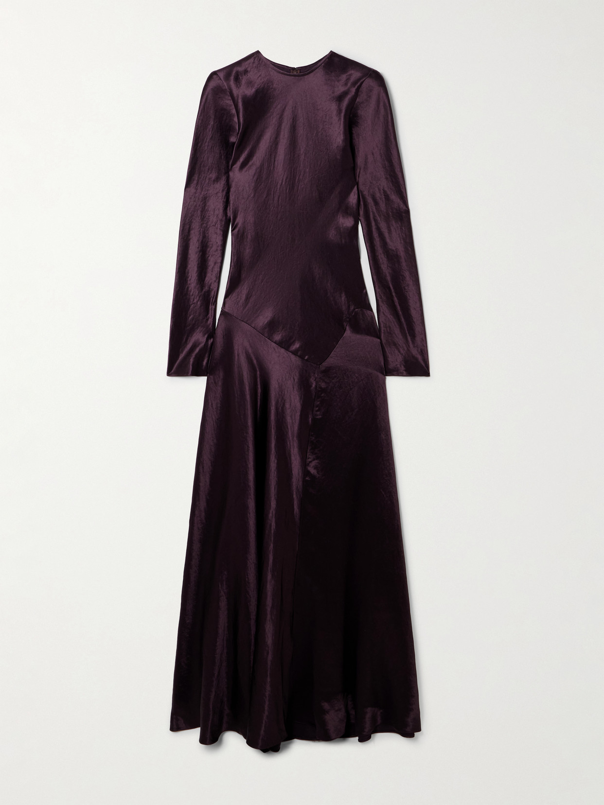 Abadia Yara Paneled Hammered-satin Maxi Dress In Purple