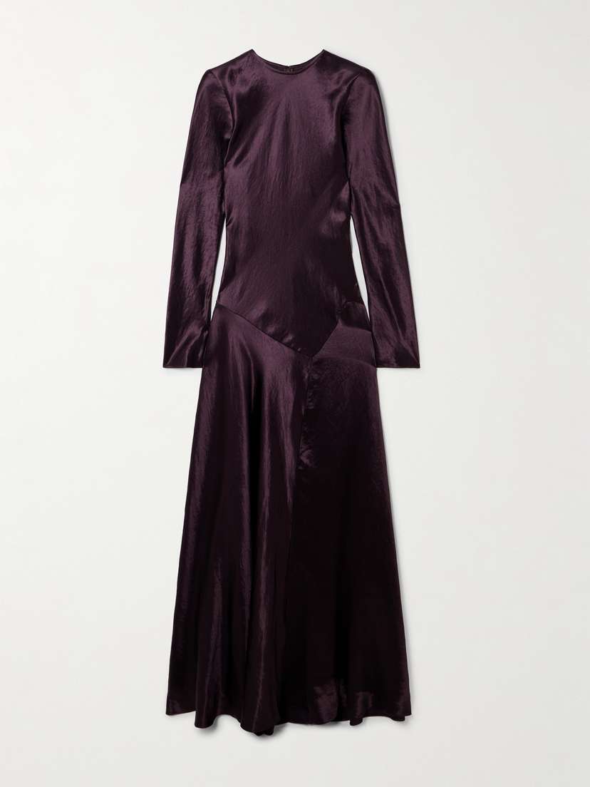 Abadia Yara Paneled Hammered-satin Maxi Dress
