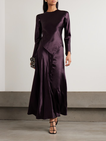 Abadia Yara paneled hammered-satin maxi dress
