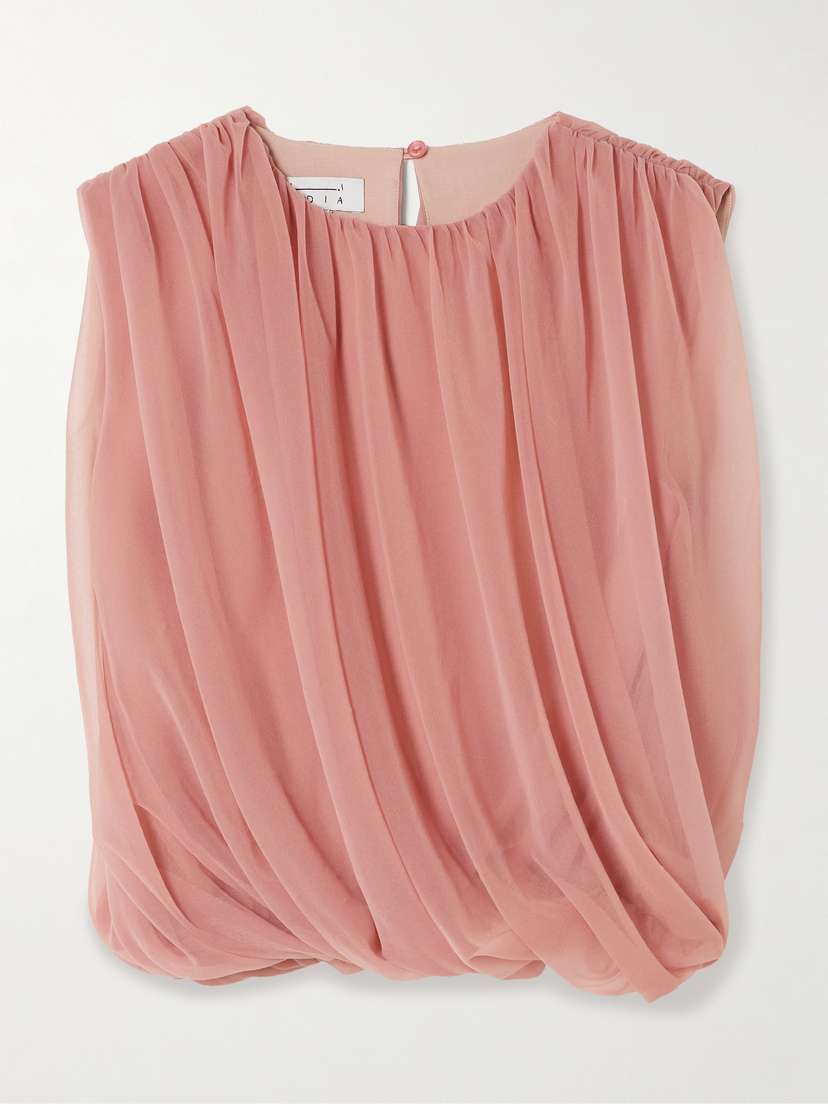 Abadia Gathered Chiffon Top