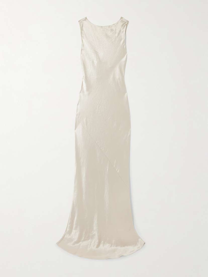 Abadia Draped Hammered-satin Gown