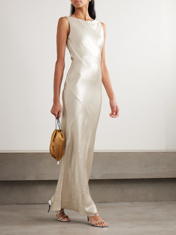 Abadia Draped hammered-satin gown