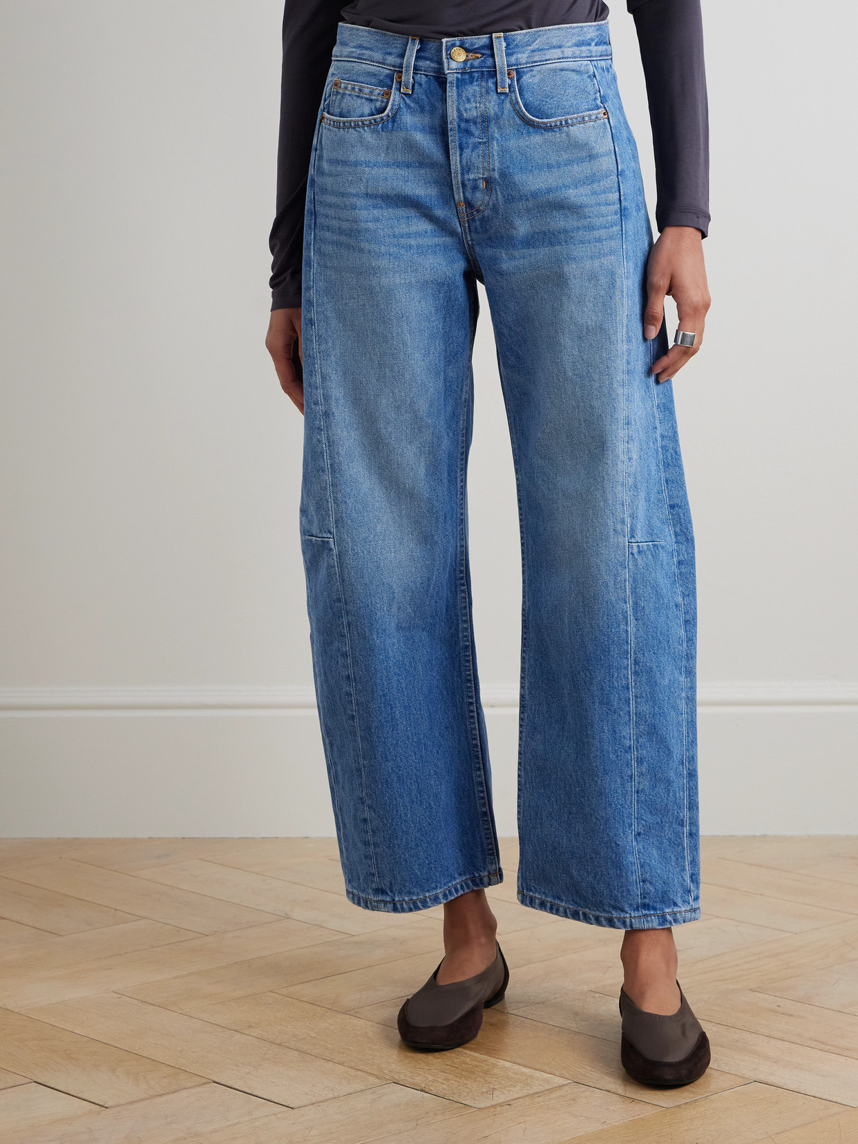 B Sides Slim Lasso Mid-rise Barrel-leg Jeans In Multi