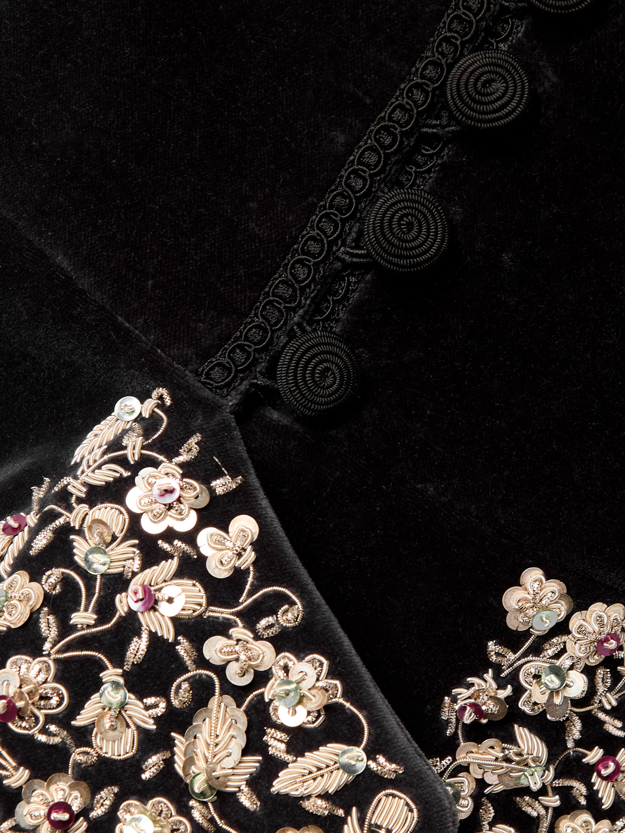 Chloé Spencer Embroidered-belt Velvet Crop Jacket In Black