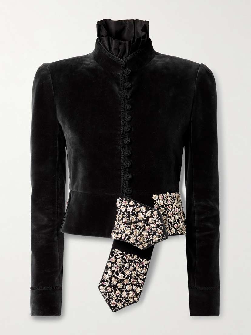 Chloé Embellished Cotton-velvet Jacket