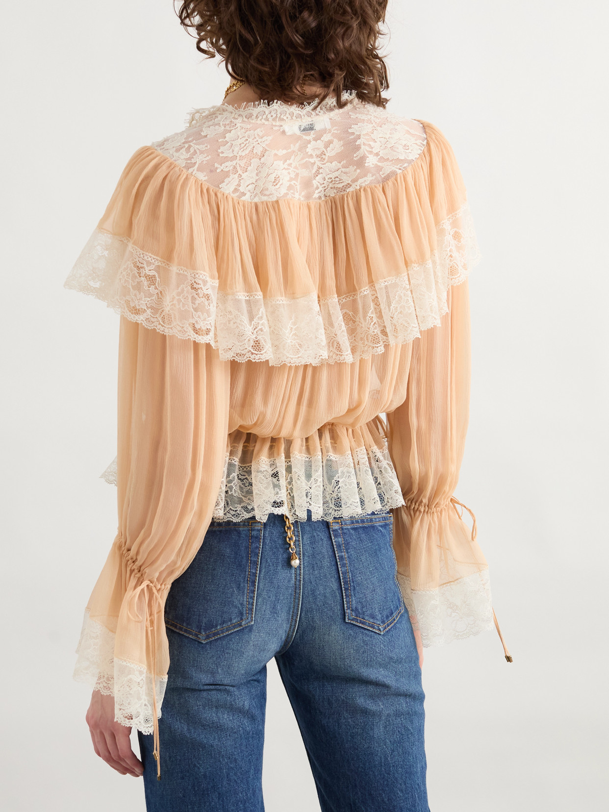 Chloé Tiered Organic Silk-mousseline Blouse In Orange