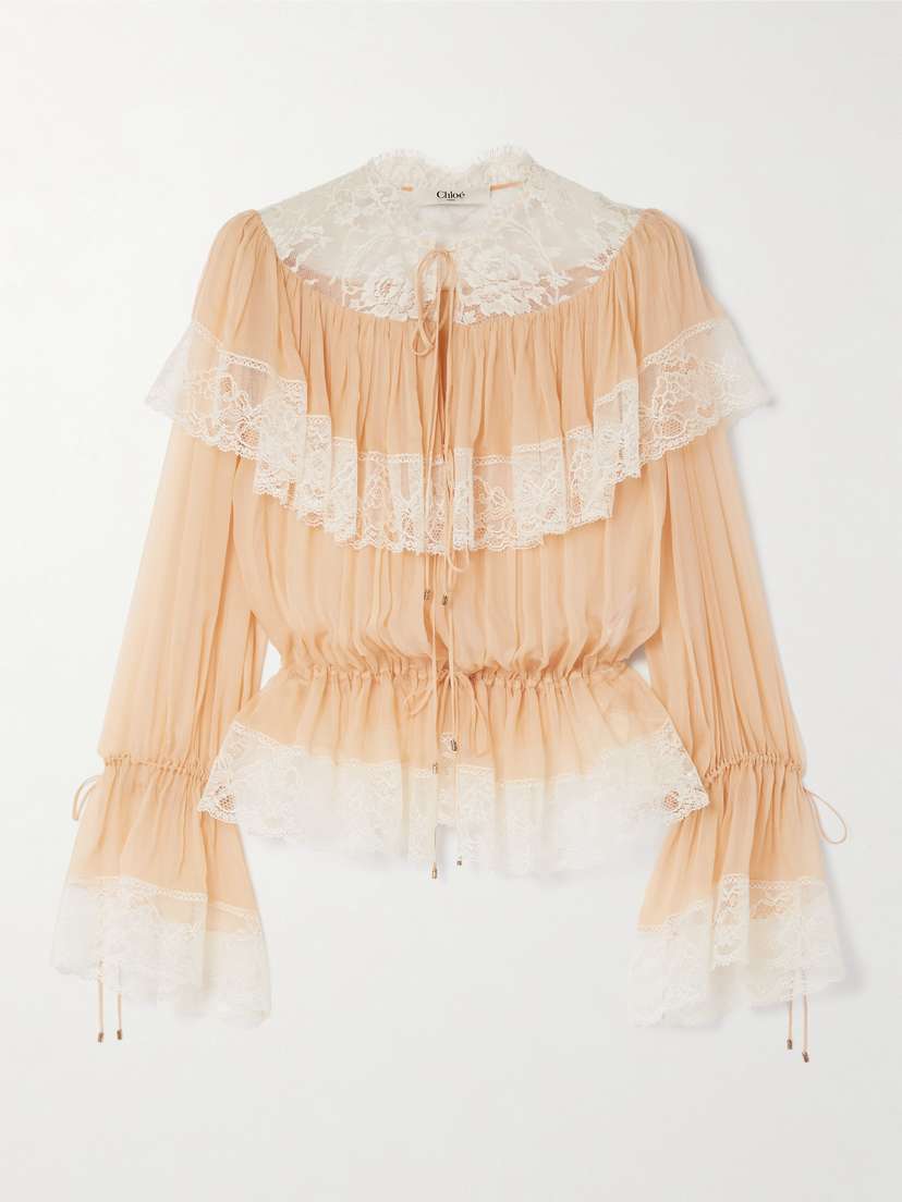 Chloé Tiered Organic Silk-mousseline Blouse