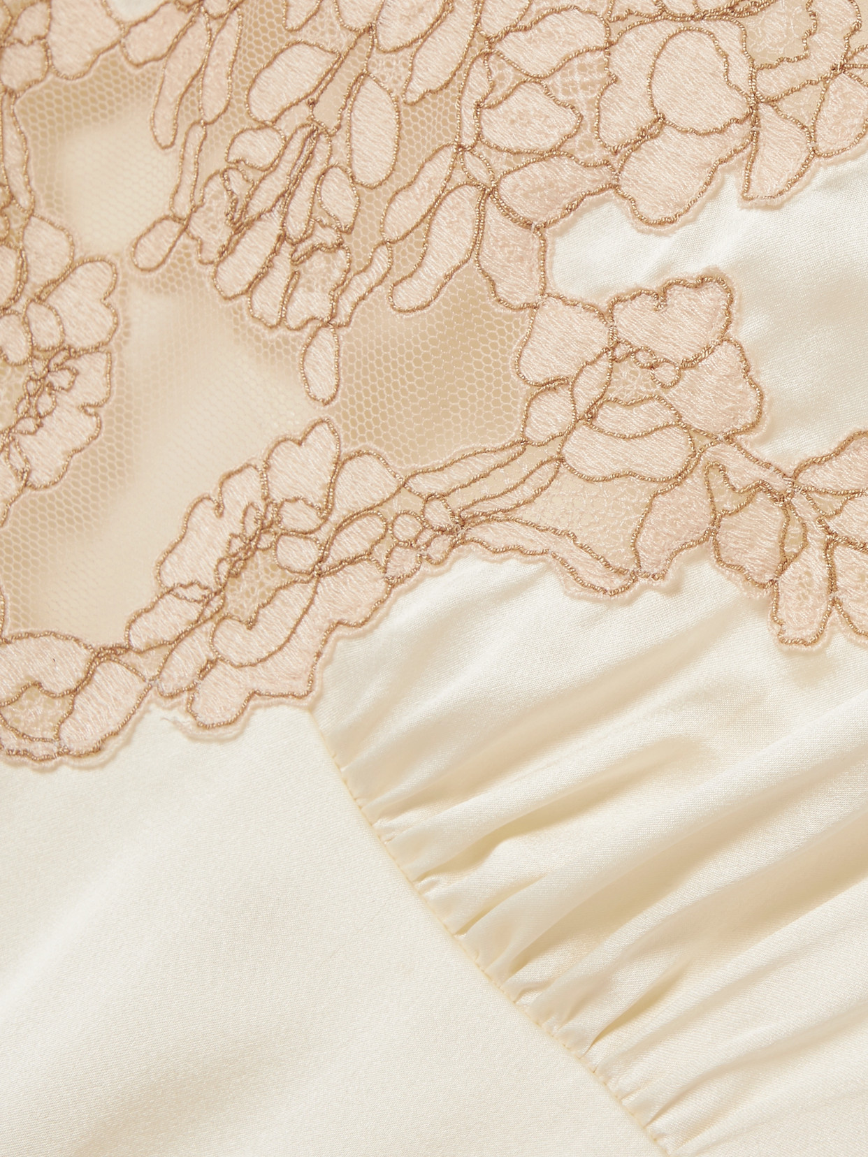 Chloé Corded Lace-trimmed Silk-satin Midi Dress In Neutral