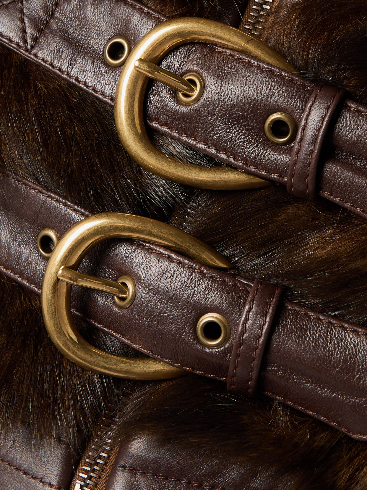 Chloé Cropped Leather-trimmed Shearling Jacket In Brown