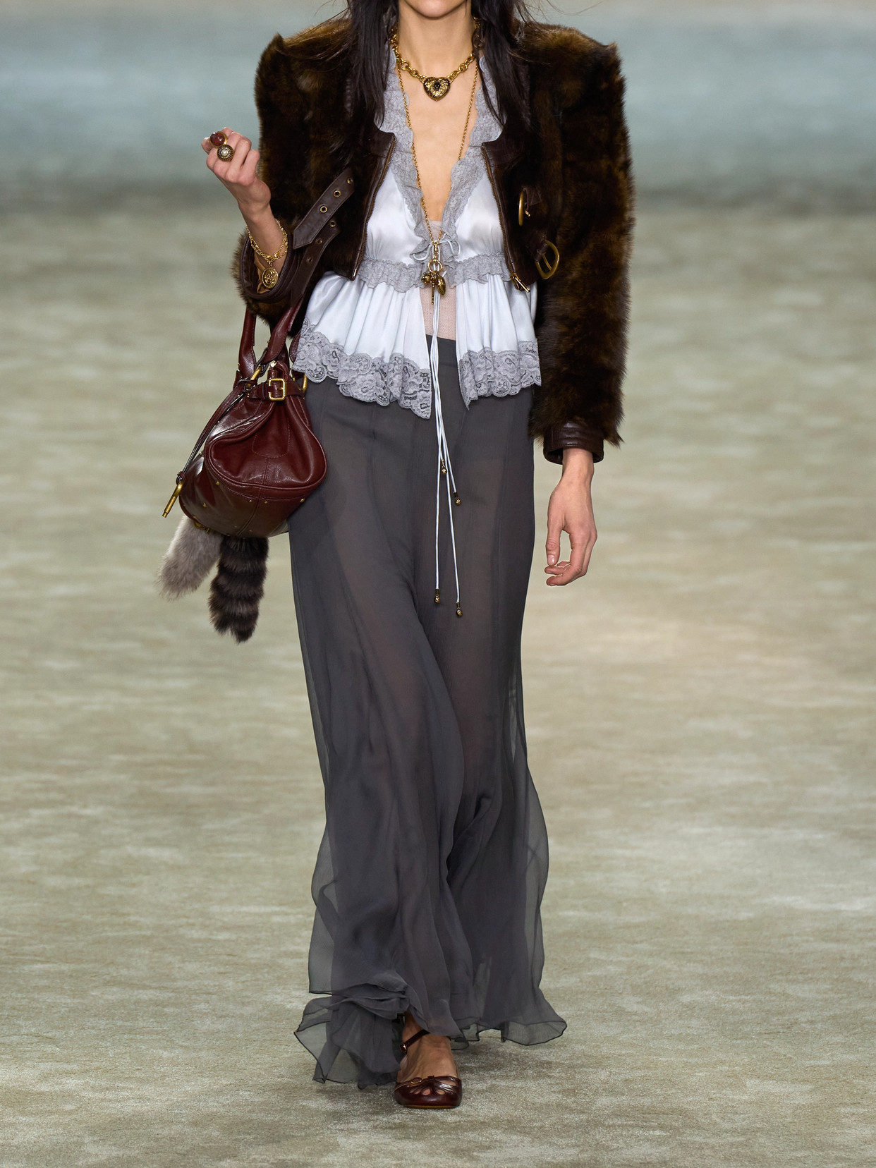Chloé Cropped Leather-trimmed Shearling Jacket In Brown