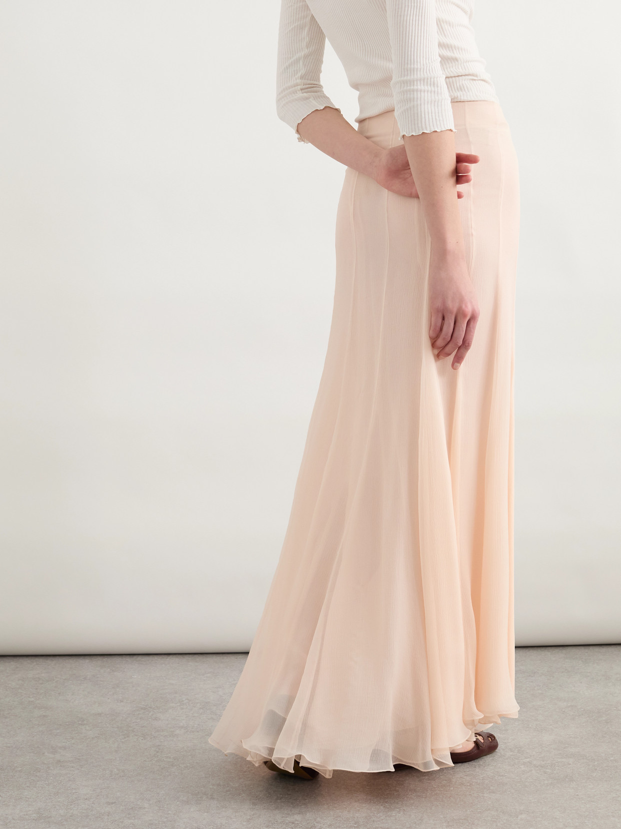 Chloé Women Nude Silk Muslin Fluid Maxi Skirt In Pink