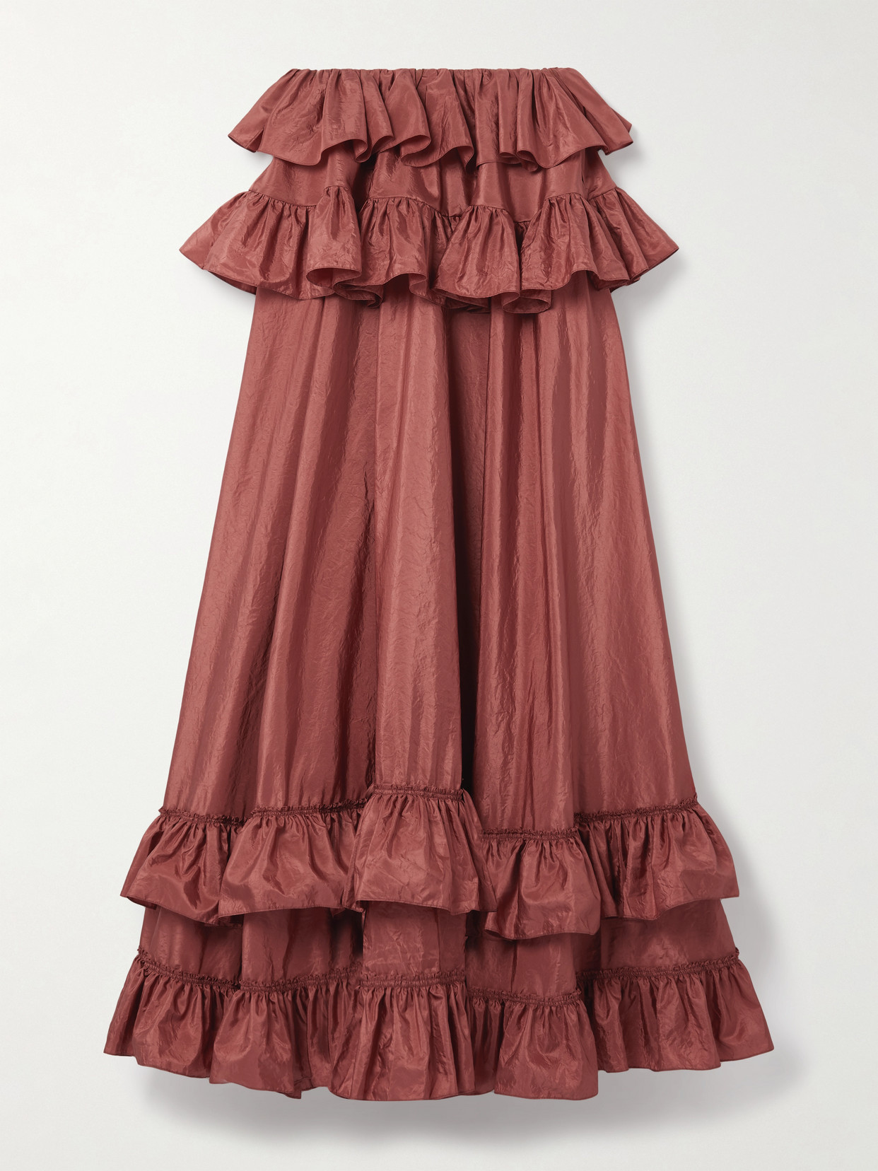 Chloé Ruffled Tiered Silk-taffeta Maxi Skirt In Pink
