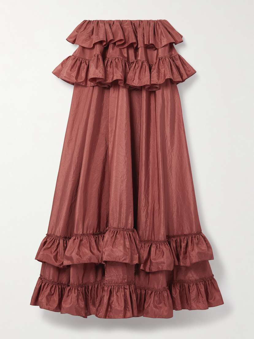 Chloé Ruffled Tiered Silk-taffeta Maxi Skirt