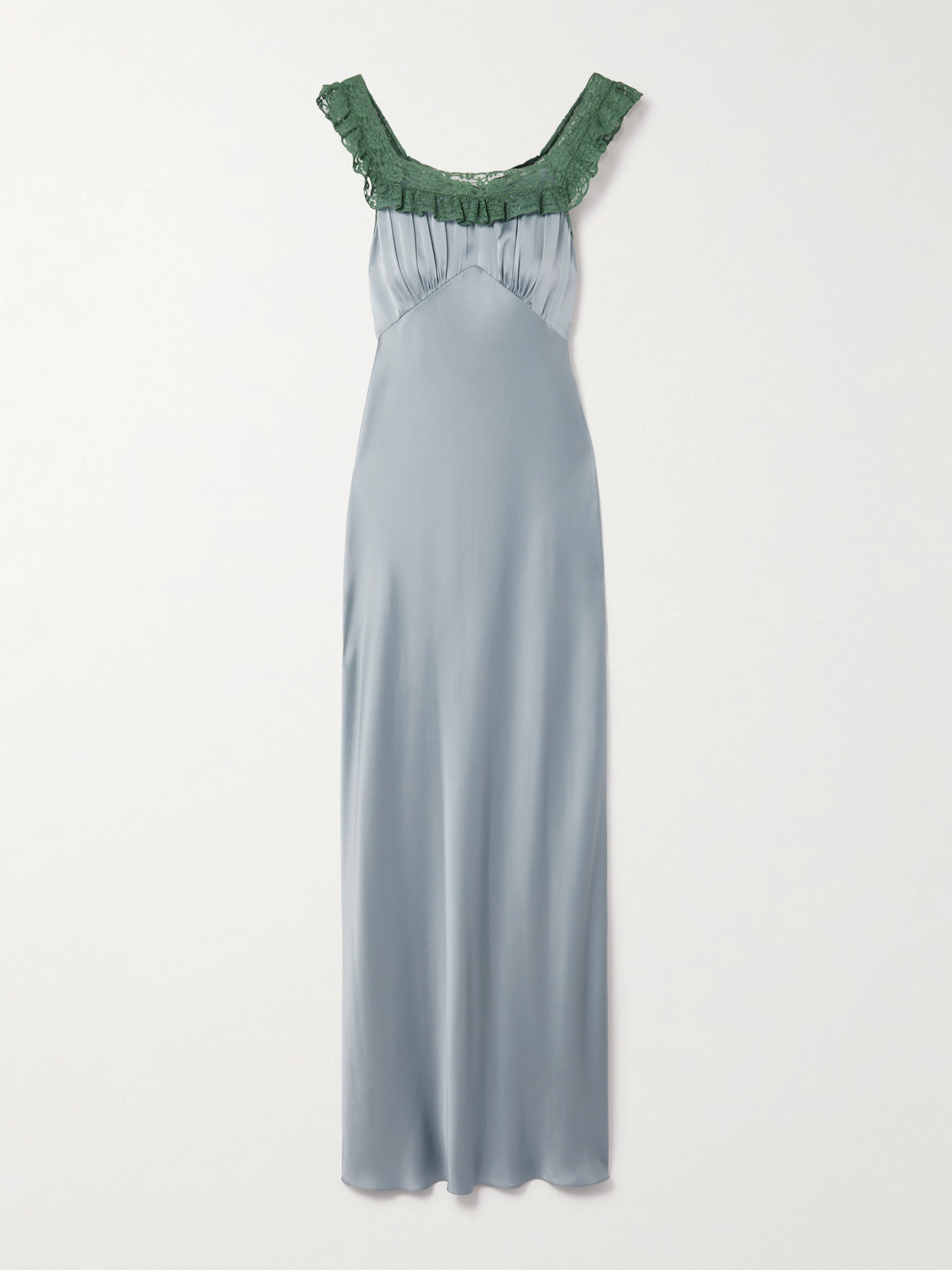 Chloé Lace-trimmed Silk-satin Gown In Blue