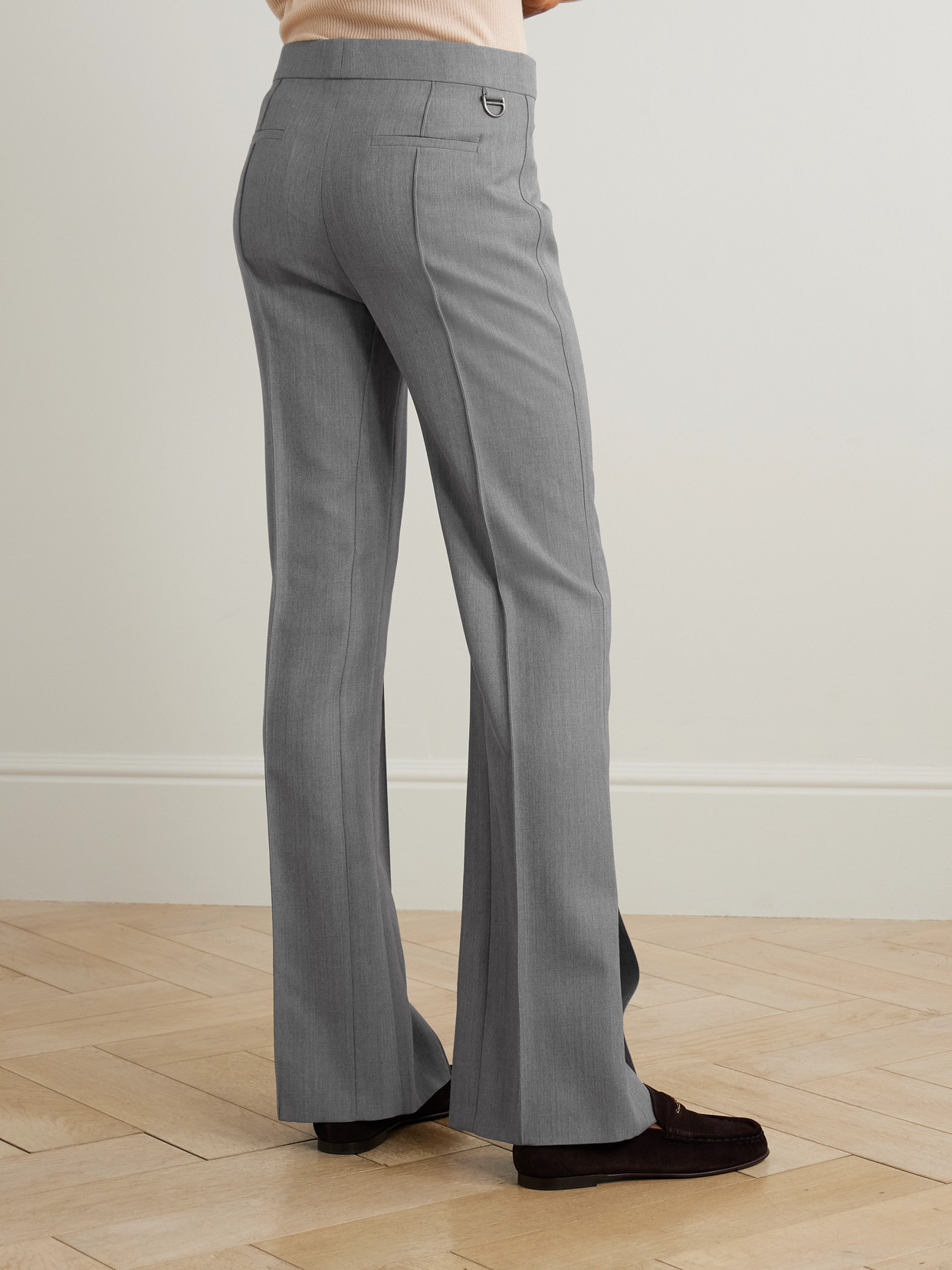 Chloé Wool Flared Slim-fit Pants In Gray