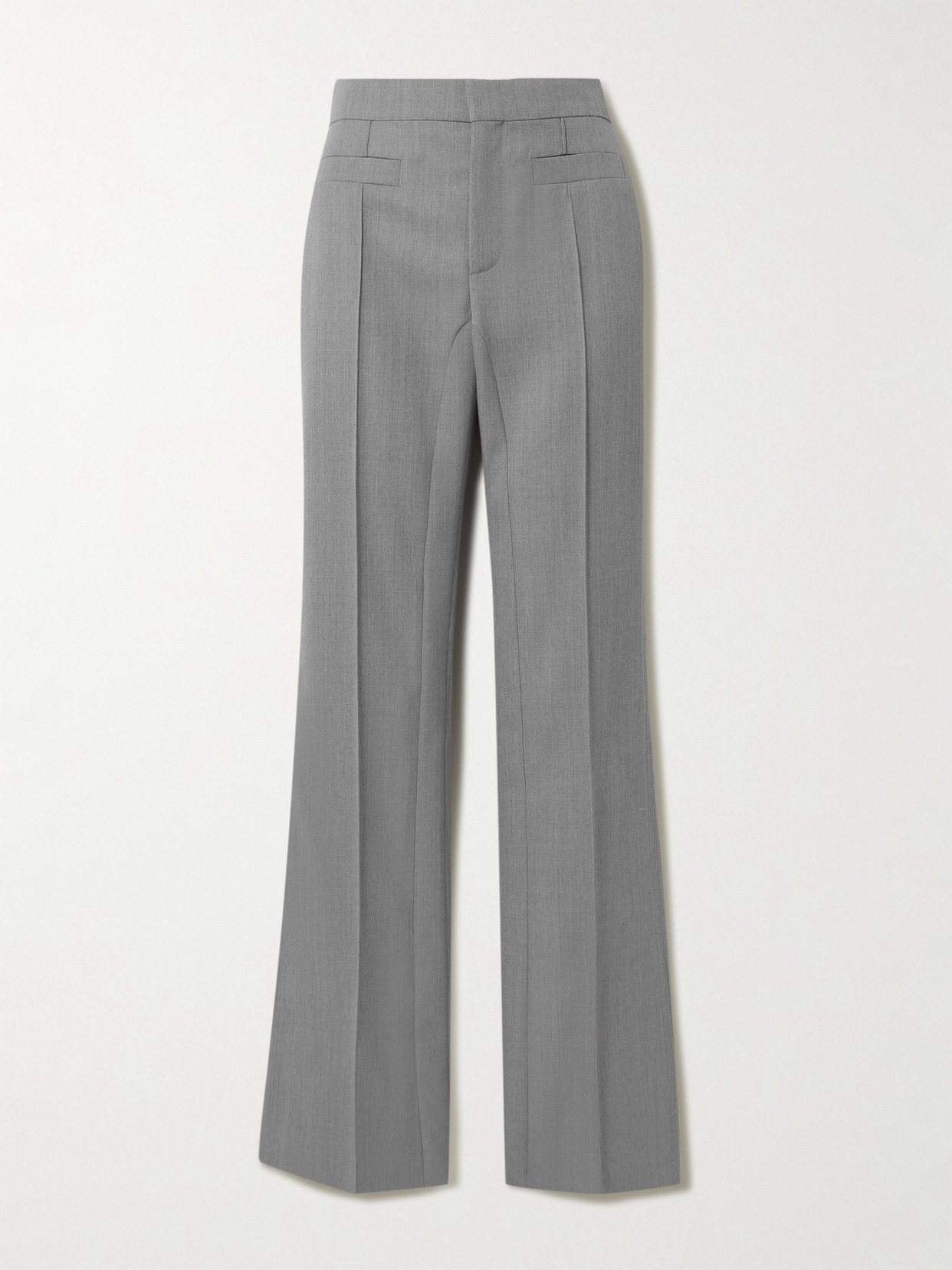 Chloé Wool Flared Slim-fit Pants In Gray