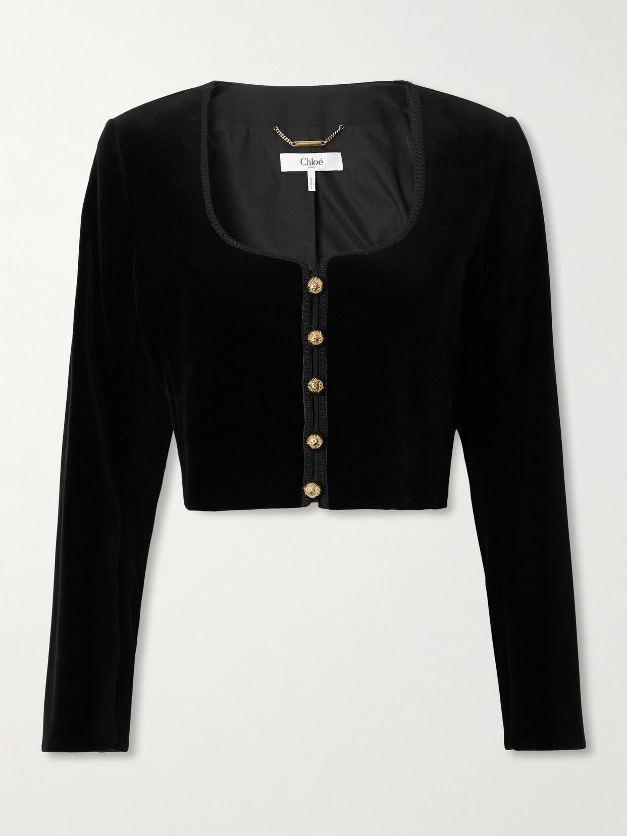 Chloé Cropped Cotton-velvet Jacket In Black