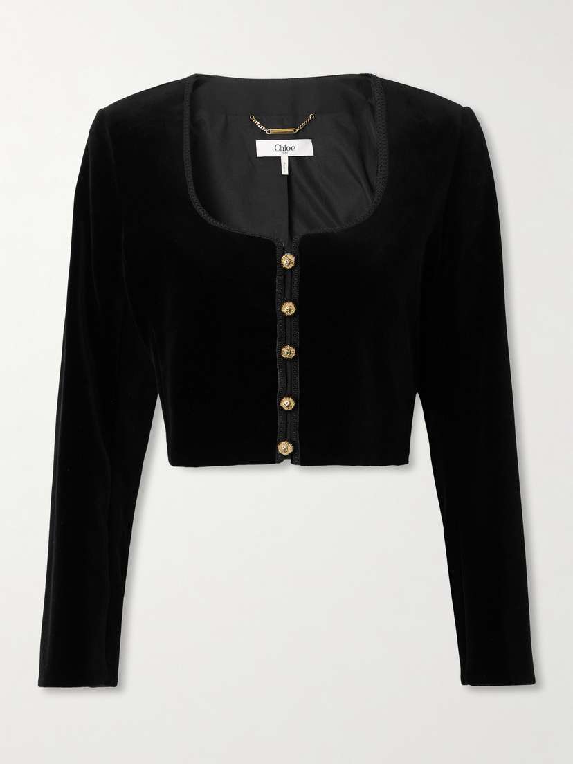 Chloé Cropped Cotton-velvet Jacket
