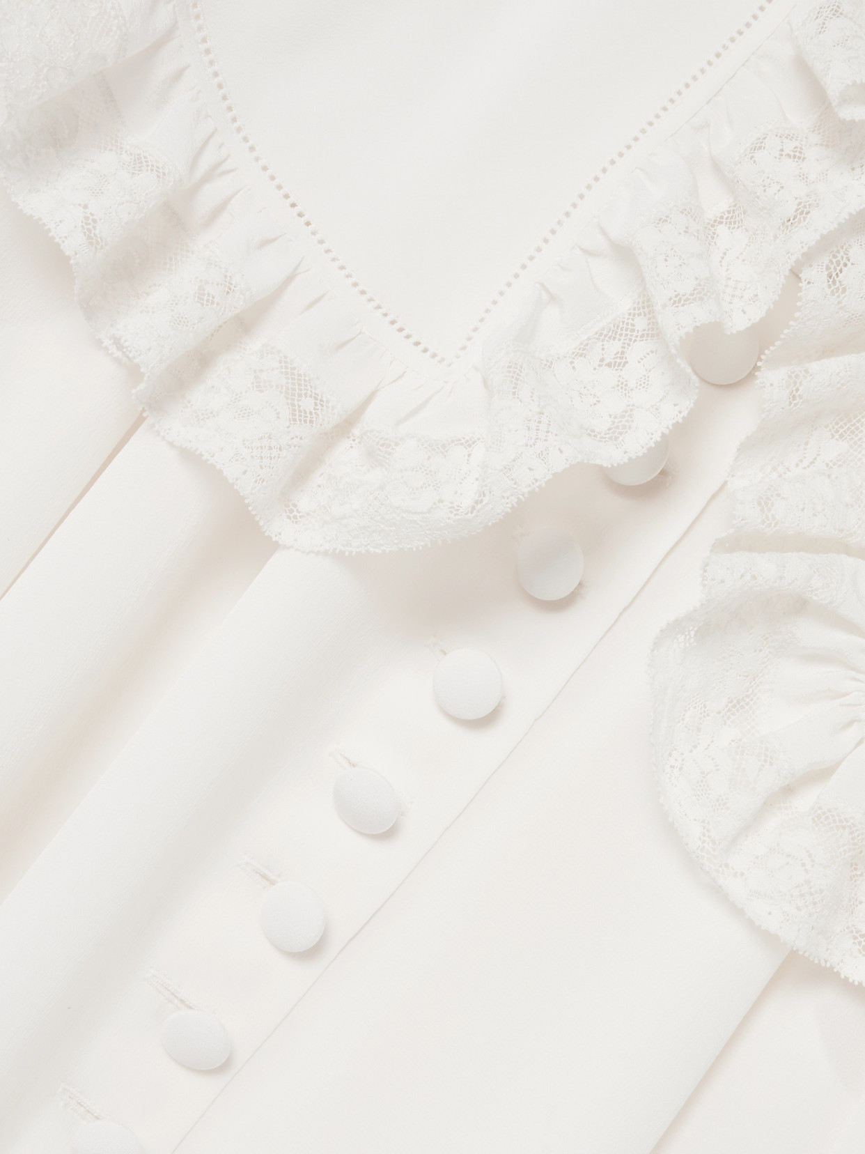 Chloé Lace-trimmed Organic Silk Blouse In White