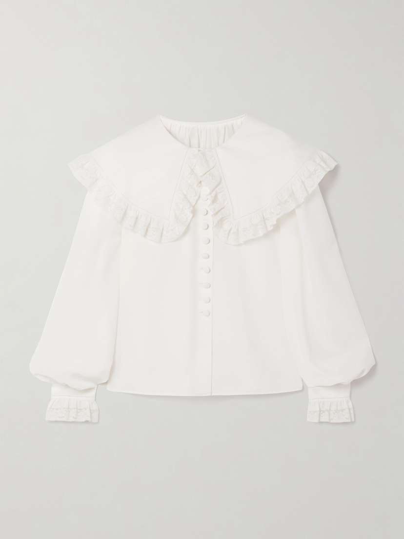 Chloé Lace-trimmed Organic Silk Blouse