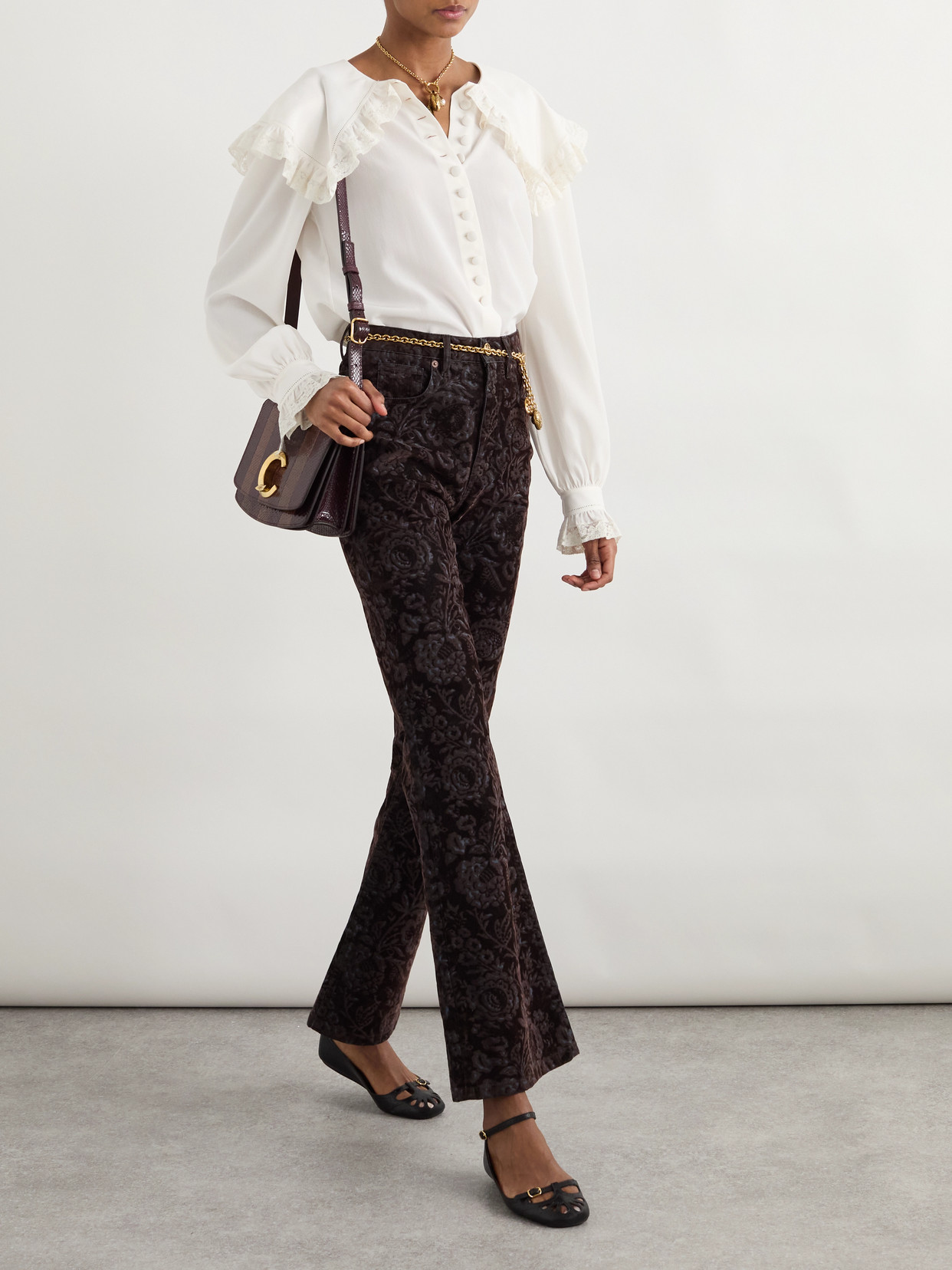 Chloé Lace-trimmed Organic Silk Blouse In White