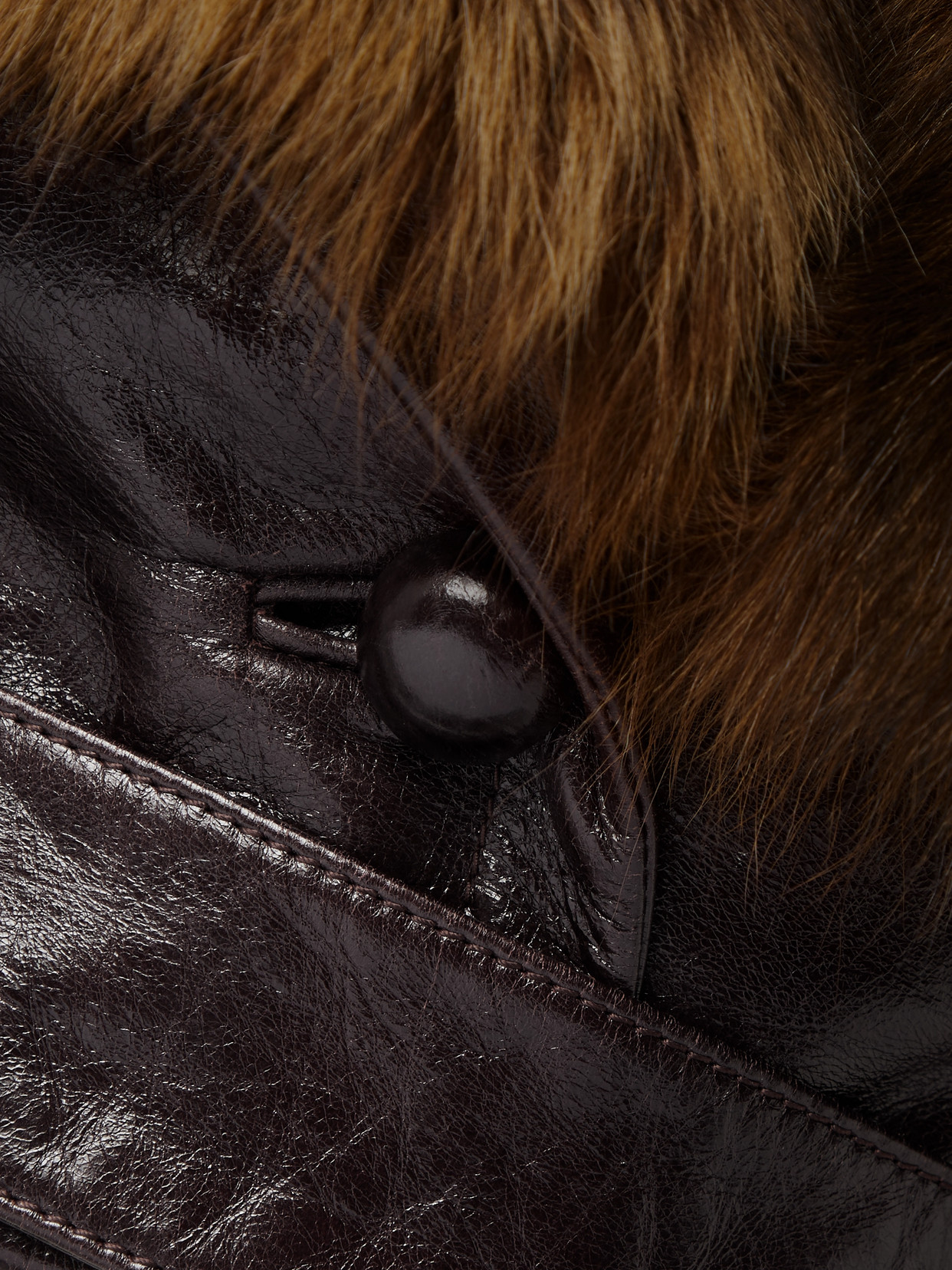 Chloé Shiny Leather Crop Moto Jacket With Removable Lamb Shearling Collar In Brown