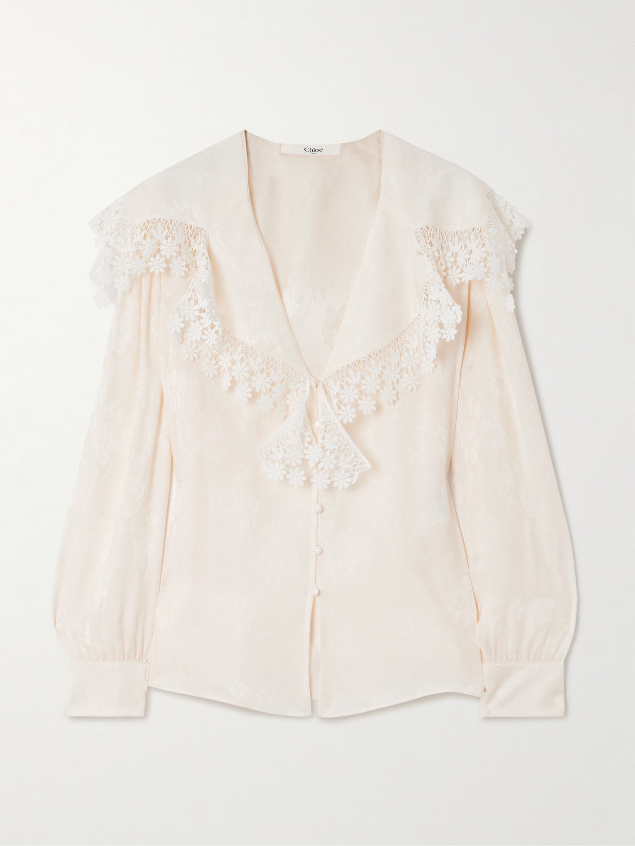 Chloé Organic Silk-jacquard Blouse In Neutral