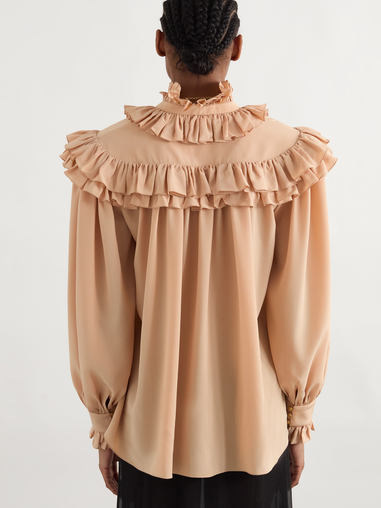 Chloé Sand Brown Oversized Ruffle Top In Neutral