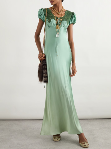 Chloé Lace-trimmed silk-satin gown
