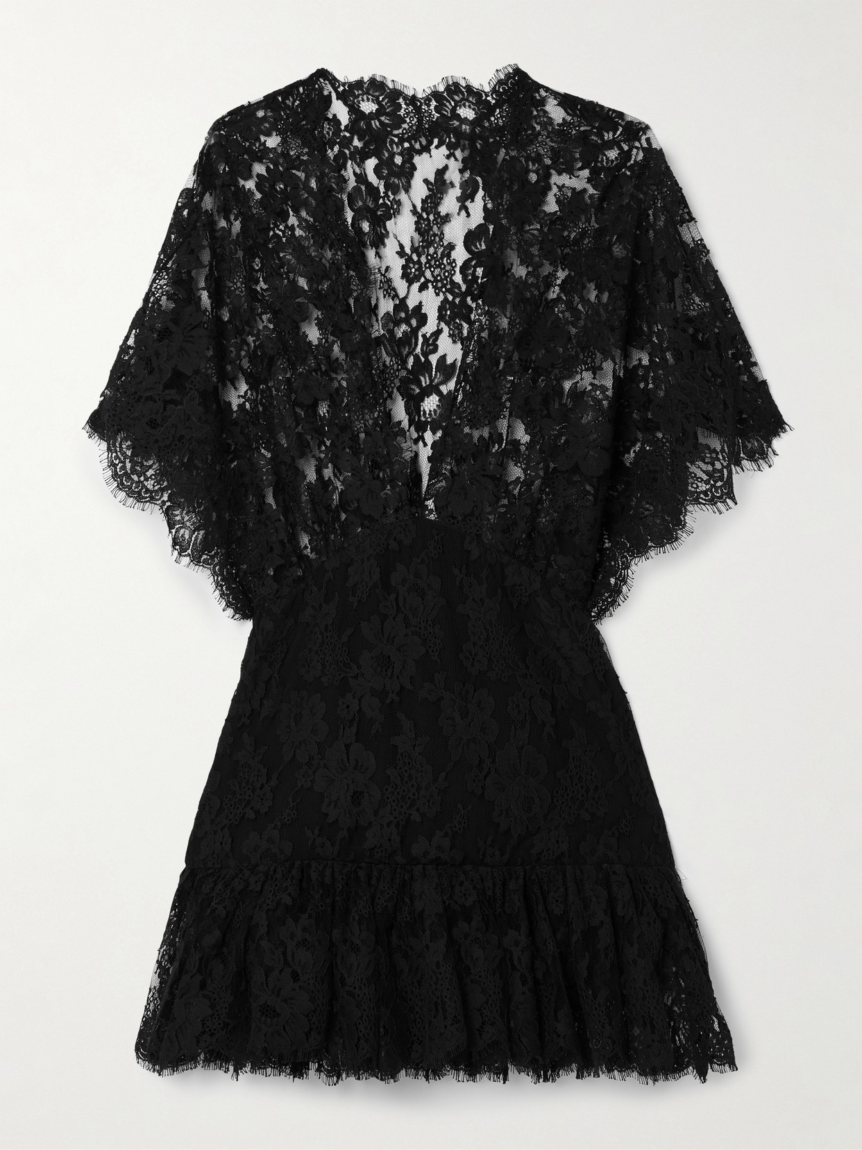 Chloé Cotton-blend Lace Mini Dress In Black