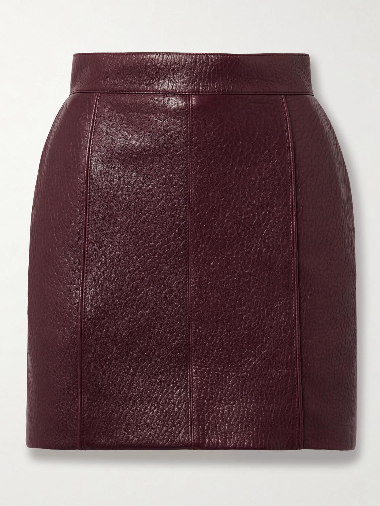 Chloé Textured-leather Mini Skirt In Burgundy