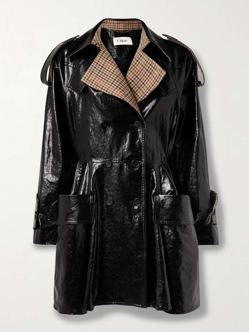 Chloé Wool-blend Trimmed Coated-linen Double-breasted Coat